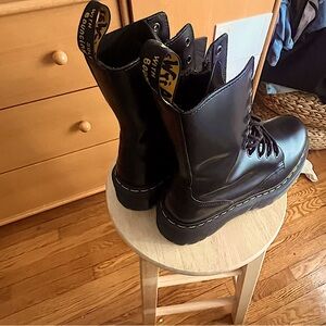 Black Doc Martens with yellow stiching. Brand new